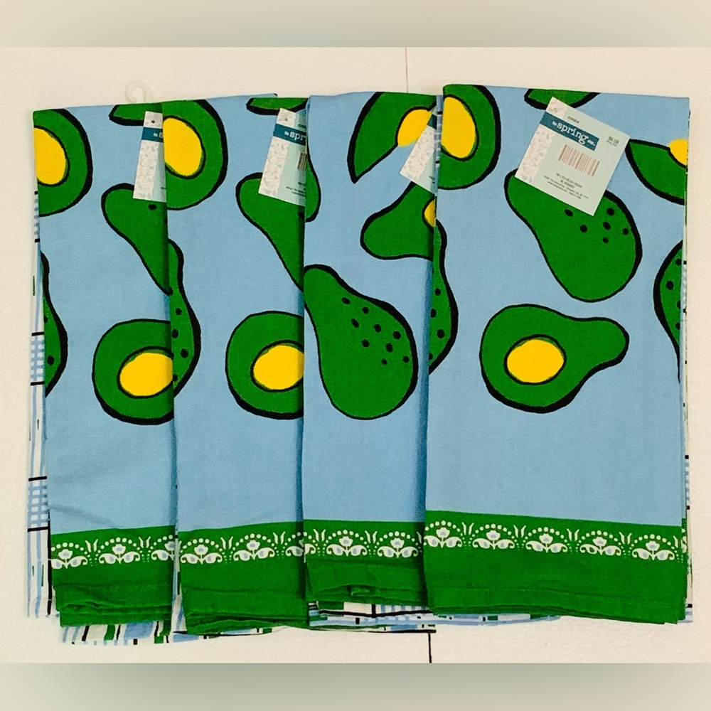 Dish Towel The Spring Shop Green and Blue Avocado Fabric 4 packs of 2.
